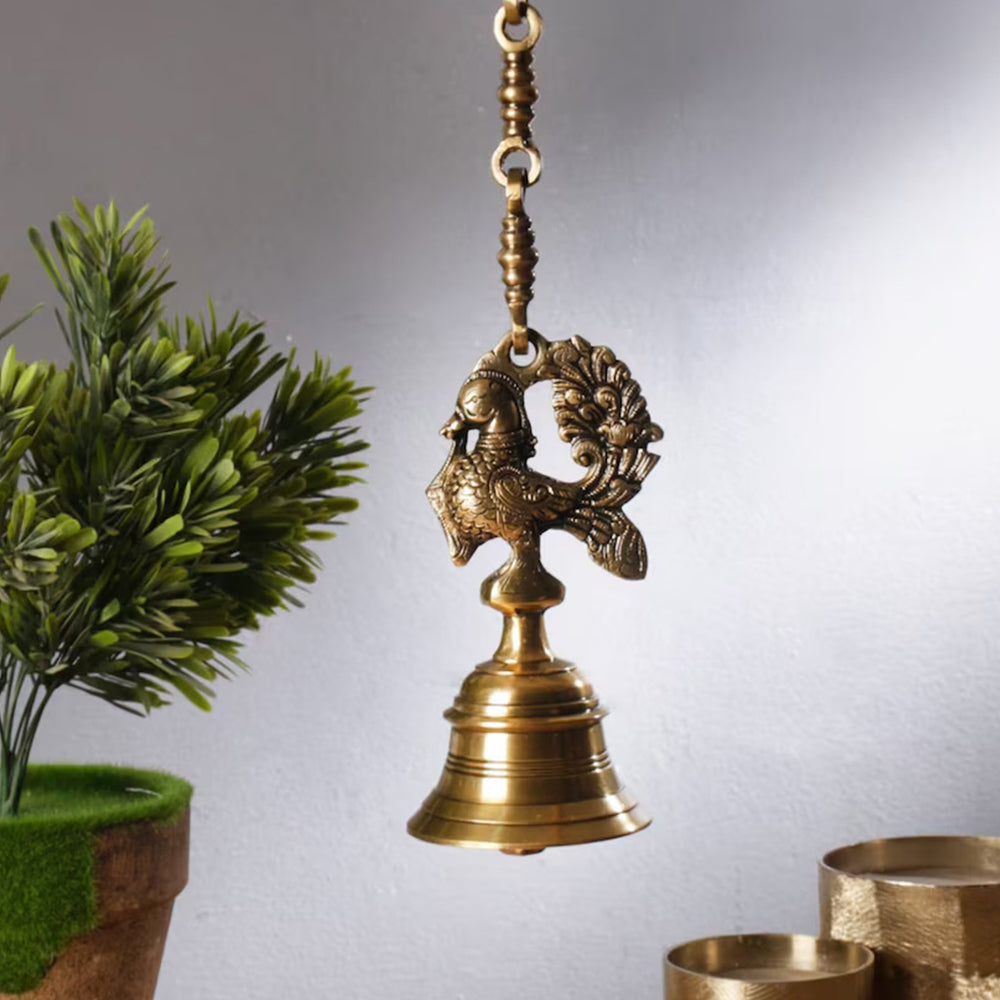 Brass Hanging Bell with Chain, Chain for Home Temple, Door