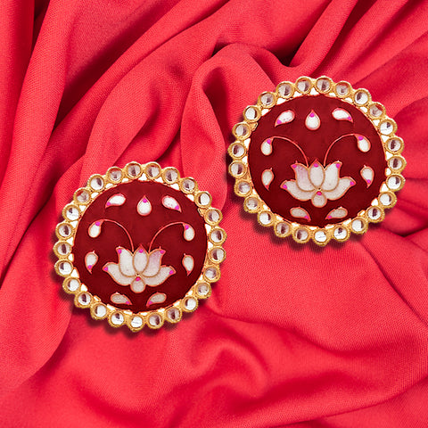 Beautiful Lotus Design Studs (E873)