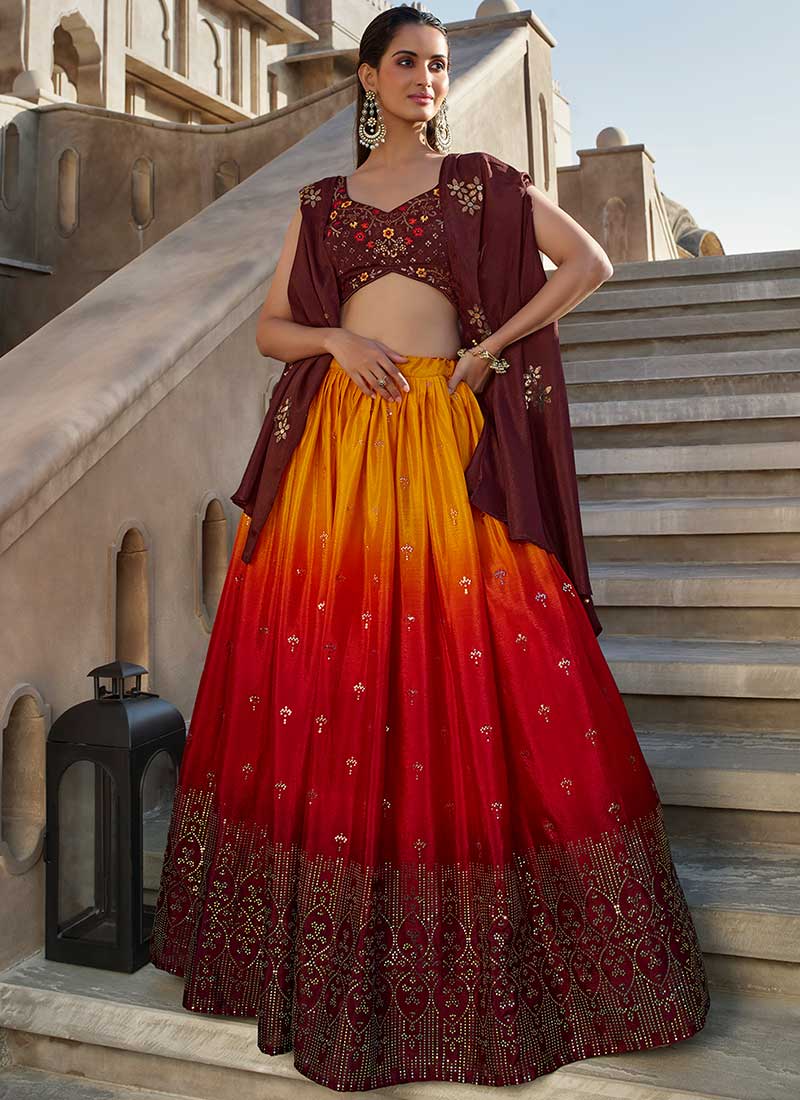 Photo of Twirling Bride in orange lehenga | Indian bridal fashion, Orange  lehenga, Bridal lehenga