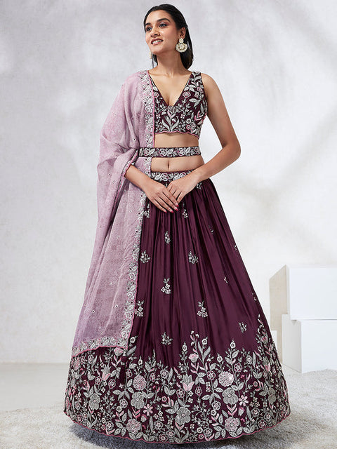 Burgundy Lehenga