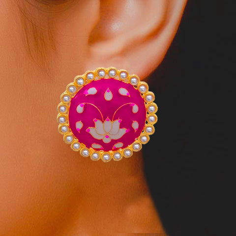 Beautiful Lotus Design Studs (E873)