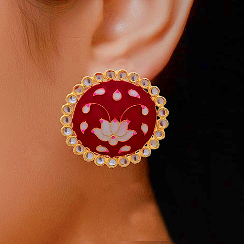 Beautiful Lotus Design Studs (E873)