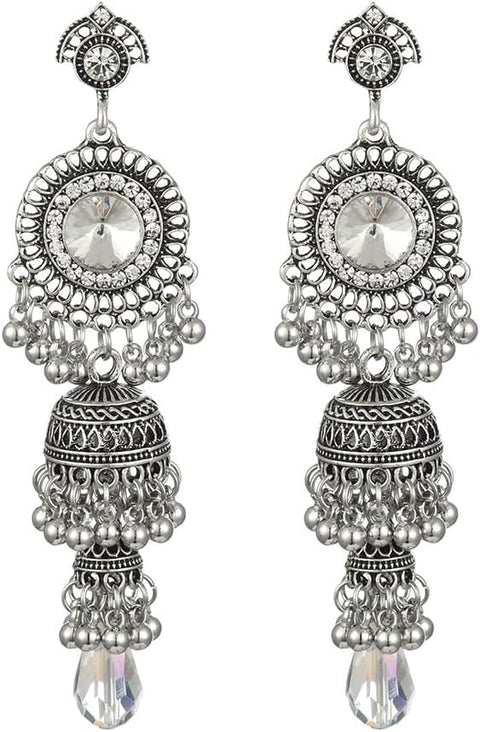 Faux Pearl Decor Jhumka Drop Earrings (E839)