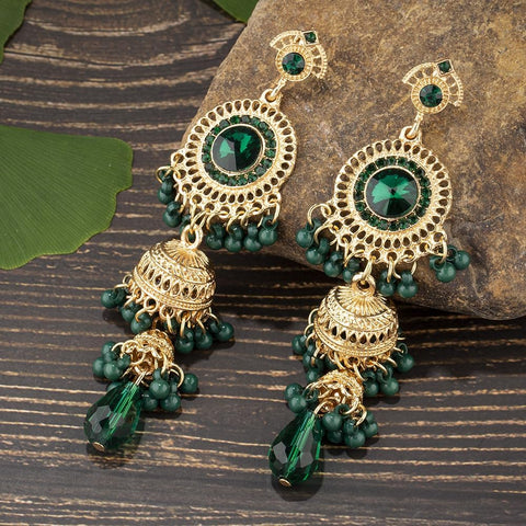 Faux Pearl Decor Jhumka Drop Earrings (E839)