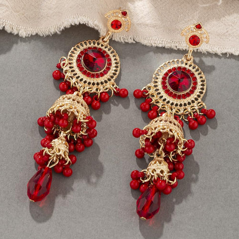 Faux Pearl Decor Jhumka Drop Earrings (E839)