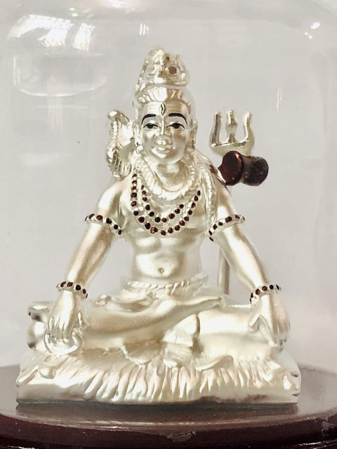 999 Pure Silver Shiva Idol in Rectangular Base - PAAIE