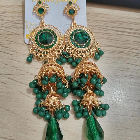 Faux Pearl Decor Jhumka Drop Earrings (E839)