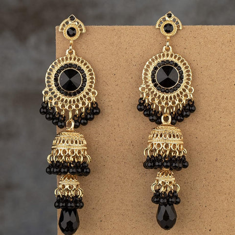 Faux Pearl Decor Jhumka Drop Earrings (E839)