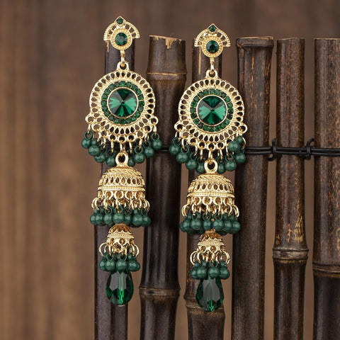 Faux Pearl Decor Jhumka Drop Earrings (E839)