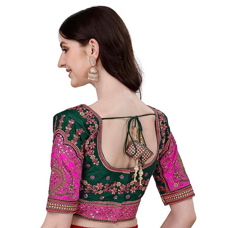 Green Color Rajwadi Wedding Blouse (D1699)