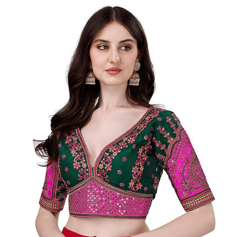 Green Color Rajwadi Wedding Blouse (D1699)