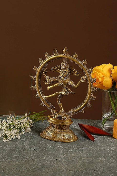 Brass Natraj with Carving Showpiece, Home Décor, Standard, Pack of 1(Design 95)