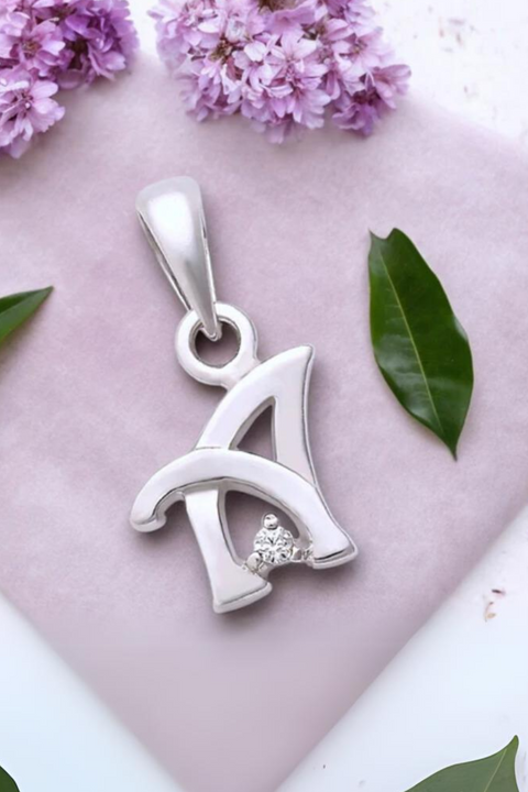 Letter "A" 925 Sterling Silver Small Studded Pendant