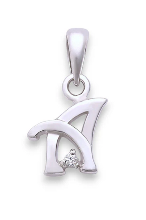 Letter "A" 925 Sterling Silver Small Studded Pendant