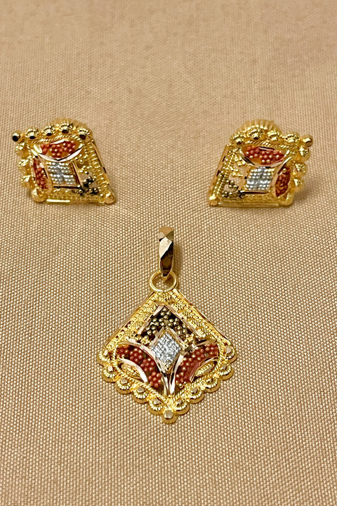 22 KT Gold Designer Multicolor Pendant Set (D119)