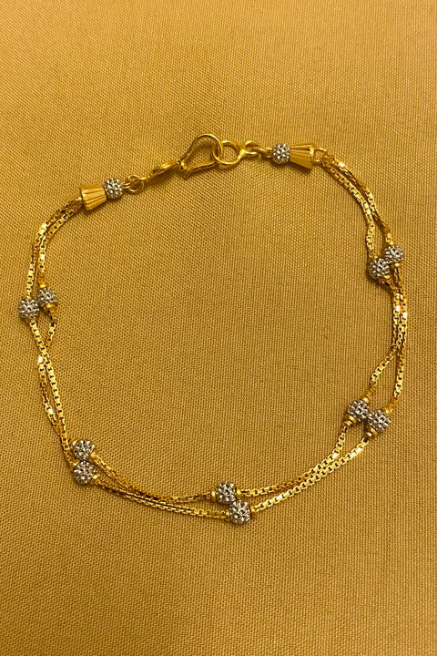 22KT Gold Designer Beaded Double Line Bracelet (D141)