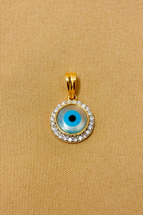 22 KT Gold Evil Eye Designer Round Pendant (D56)