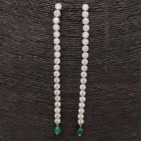 American Diamond Silver Beads Alloy Drops & Danglers Earrings With Pearl For Women And Girls