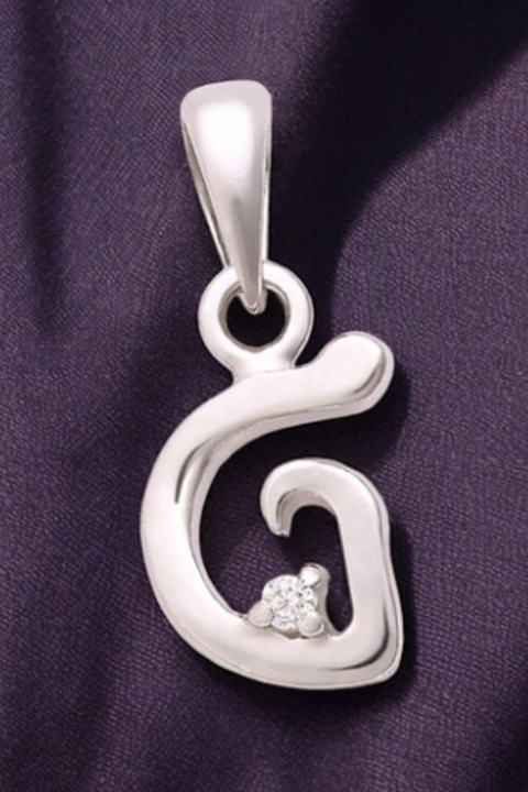 Letter "G" 925 Sterling Silver Small Studded Pendant