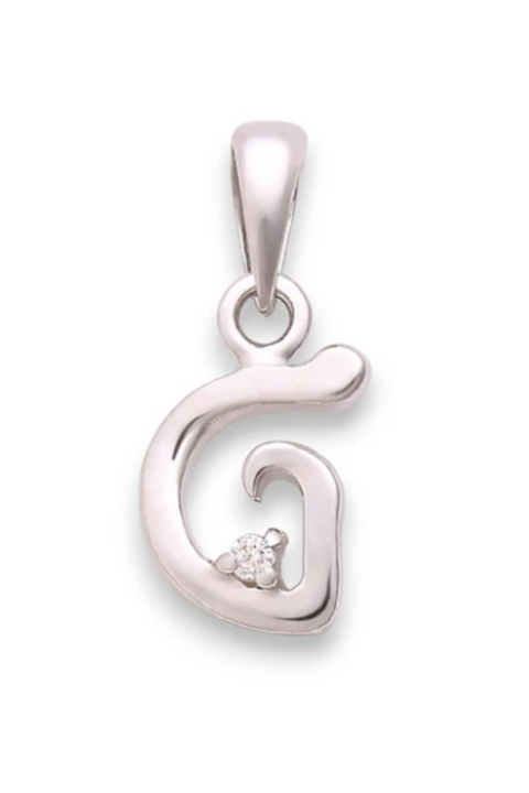 Letter "G" 925 Sterling Silver Small Studded Pendant