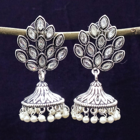 Traditional Style Oxidized Earrings with Stone for Casual Party (E96)