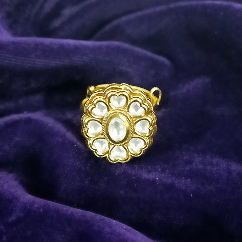 Designer Gold Plated Kundan Ring (Design 67)