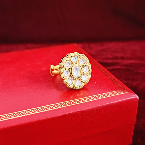 Designer Gold Plated Kundan Ring (Design 67)