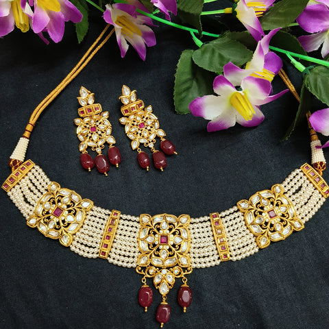 Designer Multi Layer Royal Kundan Necklace with Earrings (D433)