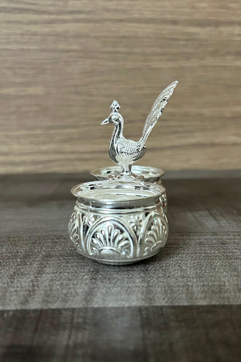 925 Pure Silver Designer Kumkum Box (Design 49)