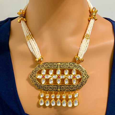 Designer Gold Plated Kundan Set (D969)