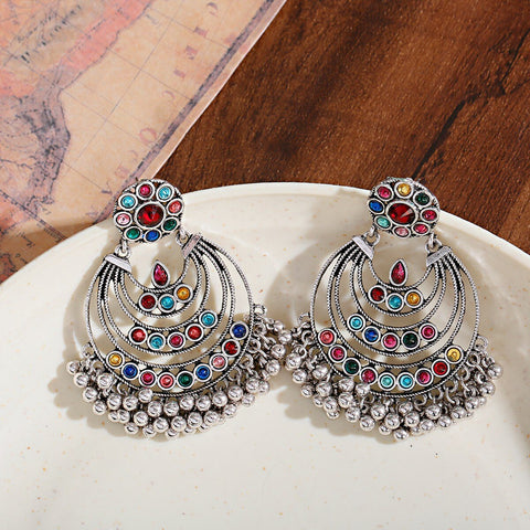 Antique Golden Multicolor Chandbali Earrings (E900)