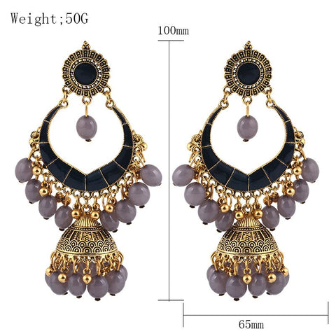 Oxidized Golden Antique Pink Dangle Jhumki (E887)