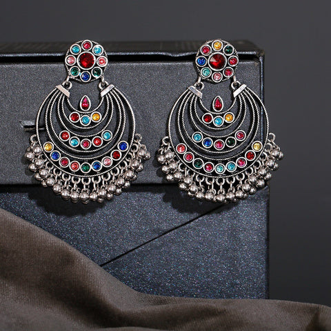 Antique Golden Multicolor Chandbali Earrings (E900)