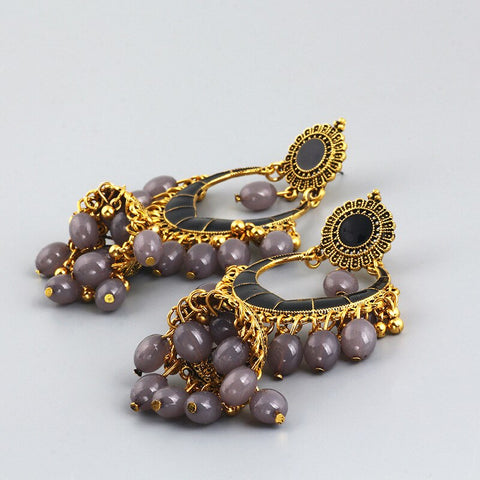 Oxidized Golden Antique Pink Dangle Jhumki (E887)