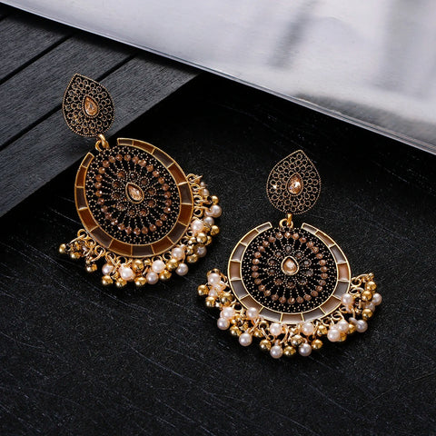 Luxury Ethnic Blue Crystal Water Drop Dangle Earrings for Women (E847)