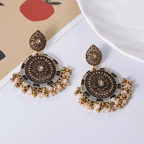 Luxury Ethnic Blue Crystal Water Drop Dangle Earrings for Women (E847)