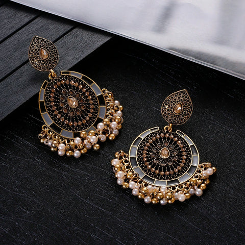 Luxury Ethnic Blue Crystal Water Drop Dangle Earrings for Women (E847)