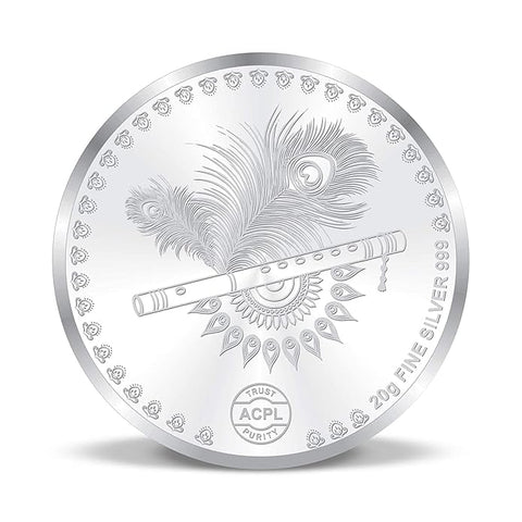 999 Radha Krishna 20 Gram Pure Silver Coin