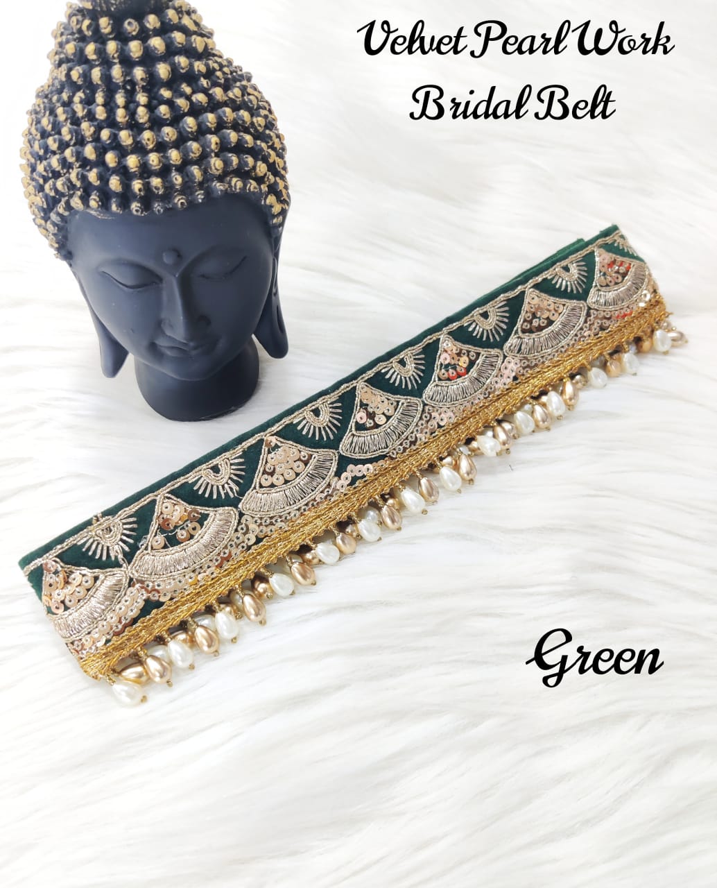 Golden Color Pearl Work Kamarband Bridal Belt / Sari Belt For Women With  Embroidery (B18)