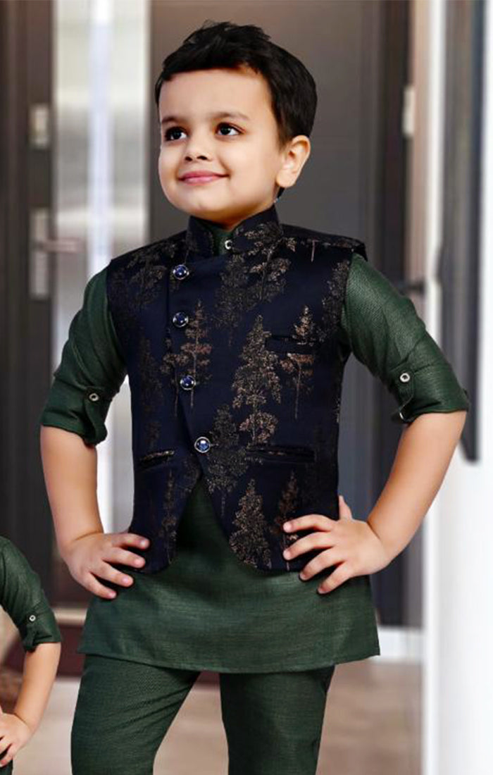 Boys Sherwani Pant in Green Navy Color for Party Wear