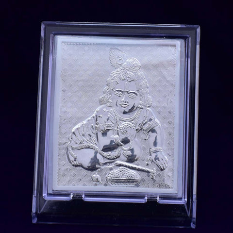 Ladoo Gopal Pure Silver Frame for Housewarming, Gift and Pooja 2.5 x 3 (Inches) - PAAIE