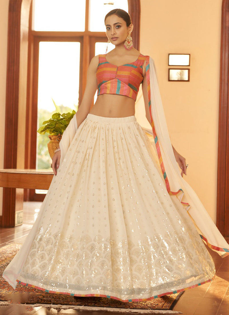 Off white and golden Brocade Lehenga | Indian wedding outfits, Indian  bridal outfits, Indian bridal fashion