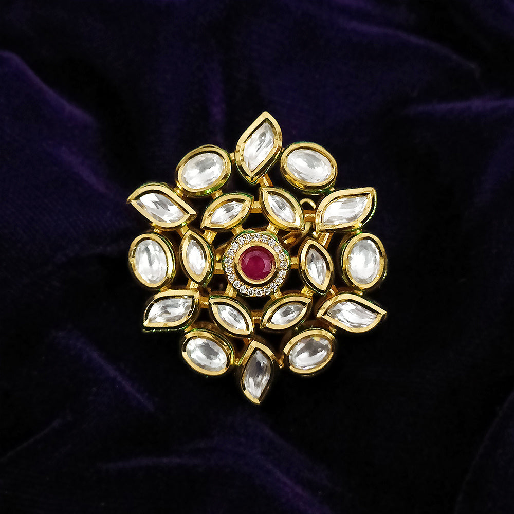 Kundan Classic Ring With Gold Plating | Classy Missy by Gur
