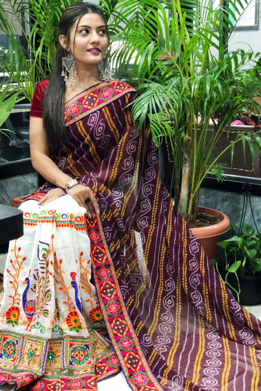 Buy Designer Saree | Purple And White Sequence Embroidery Designer Saree In  USA UK Canada