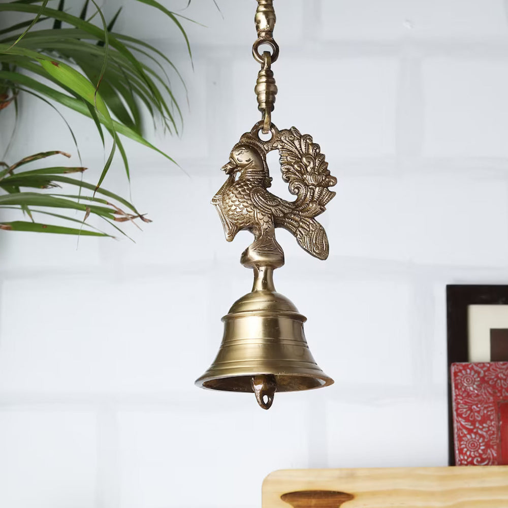 Hanging Bells for Home Decor,Wall Decor, Brass Shubh Labh Door Hanging Bells  Set